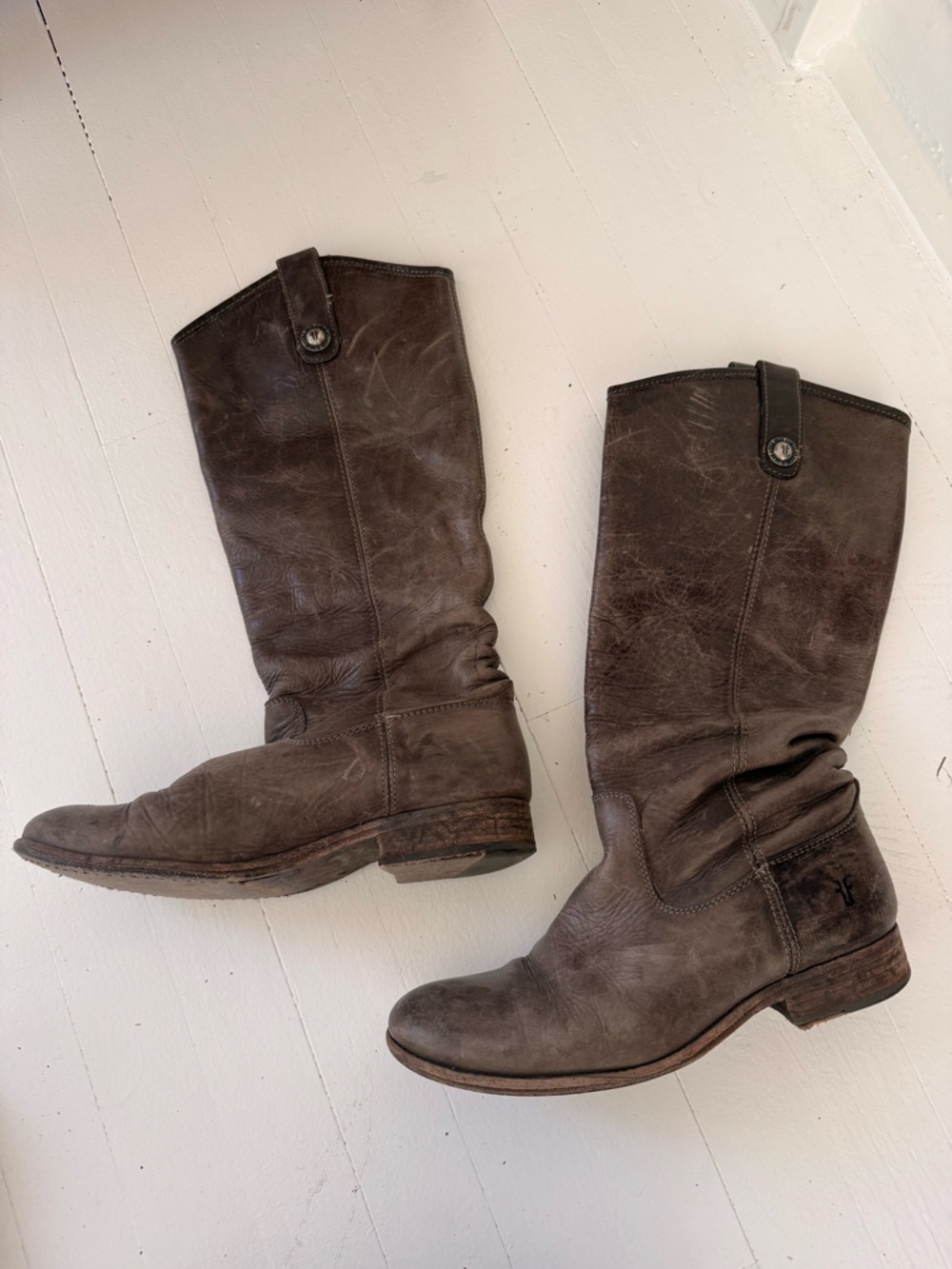 Frye Dark Brown/Grey Leather Tall Boot